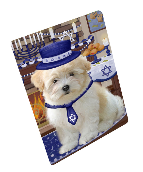 Happy Hanukkah Family Coton De Tulear Dog Cutting Board - For Kitchen - Scratch & Stain Resistant - Designed To Stay In Place - Easy To Clean By Hand - Perfect for Chopping Meats, Vegetables