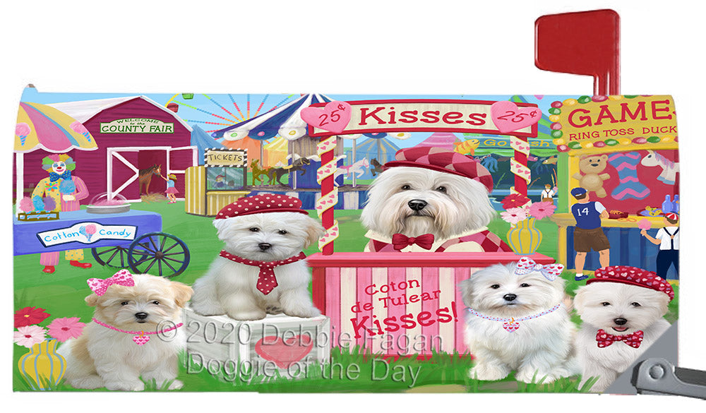 Carnival Kissing Booth Coton De Tulear Dogs Magnetic Mailbox Cover Both Sides Pet Theme Printed Decorative Letter Box Wrap Case Postbox Thick Magnetic Vinyl Material