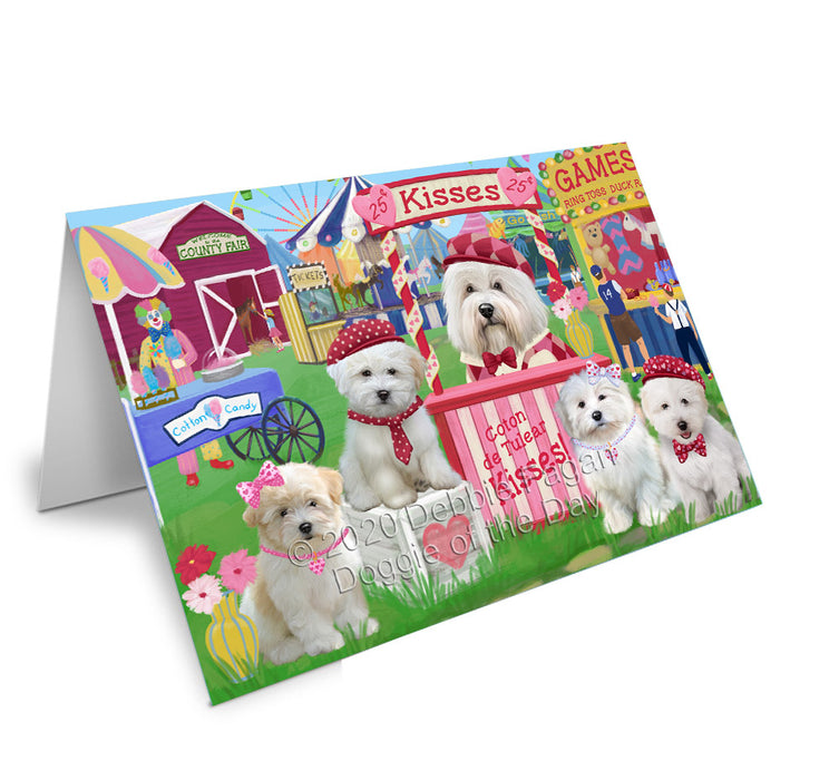 Carnival Kissing Booth Coton De Tulear Dogs Handmade Artwork Assorted Pets Greeting Cards and Note Cards with Envelopes for All Occasions and Holiday Seasons
