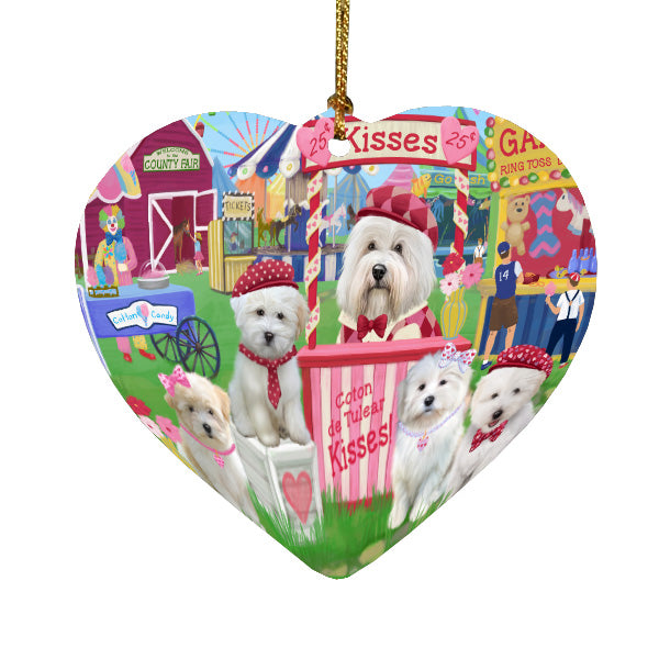 Carnival Kissing Booth Coton De Tulear Dogs Heart Christmas Ornament HPORA58952
