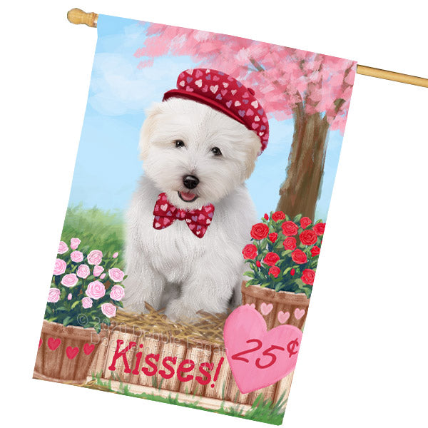 Rosie 25 Cent Kisses Coton De Tulear Dog House Flag Outdoor Decorative Double Sided Pet Portrait Weather Resistant Premium Quality Animal Printed Home Decorative Flags 100% Polyester FLG69107