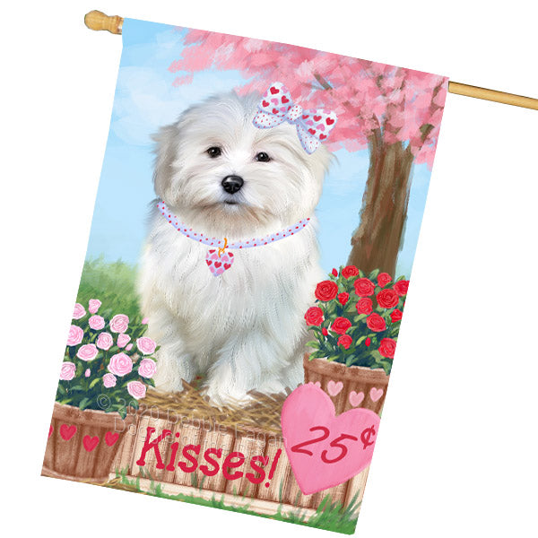 Rosie 25 Cent Kisses Coton De Tulear Dog House Flag Outdoor Decorative Double Sided Pet Portrait Weather Resistant Premium Quality Animal Printed Home Decorative Flags 100% Polyester FLG69105
