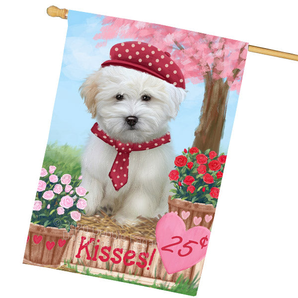 Rosie 25 Cent Kisses Coton De Tulear Dog House Flag Outdoor Decorative Double Sided Pet Portrait Weather Resistant Premium Quality Animal Printed Home Decorative Flags 100% Polyester FLG69106
