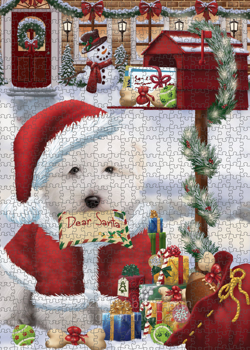 Christmas Dear Santa Mailbox Coton De Tulear Dog Portrait Jigsaw Puzzle for Adults Animal Interlocking Puzzle Game Unique Gift for Dog Lover's with Metal Tin Box PZL561
