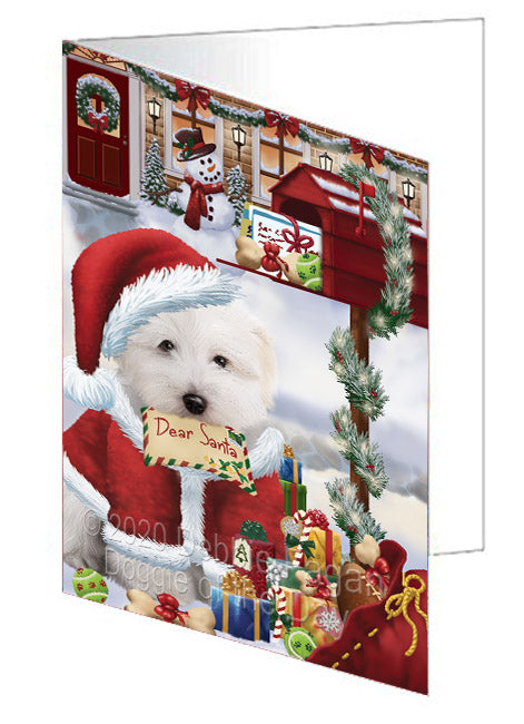 Christmas Dear Santa Mailbox Coton De Tulear Dog Handmade Artwork Assorted Pets Greeting Cards and Note Cards with Envelopes for All Occasions and Holiday Seasons