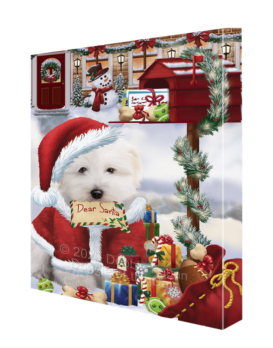 Christmas Dear Santa Mailbox Coton De Tulear Dog Canvas Wall Art - Premium Quality Ready to Hang Room Decor Wall Art Canvas - Unique Animal Printed Digital Painting for Decoration CVS266