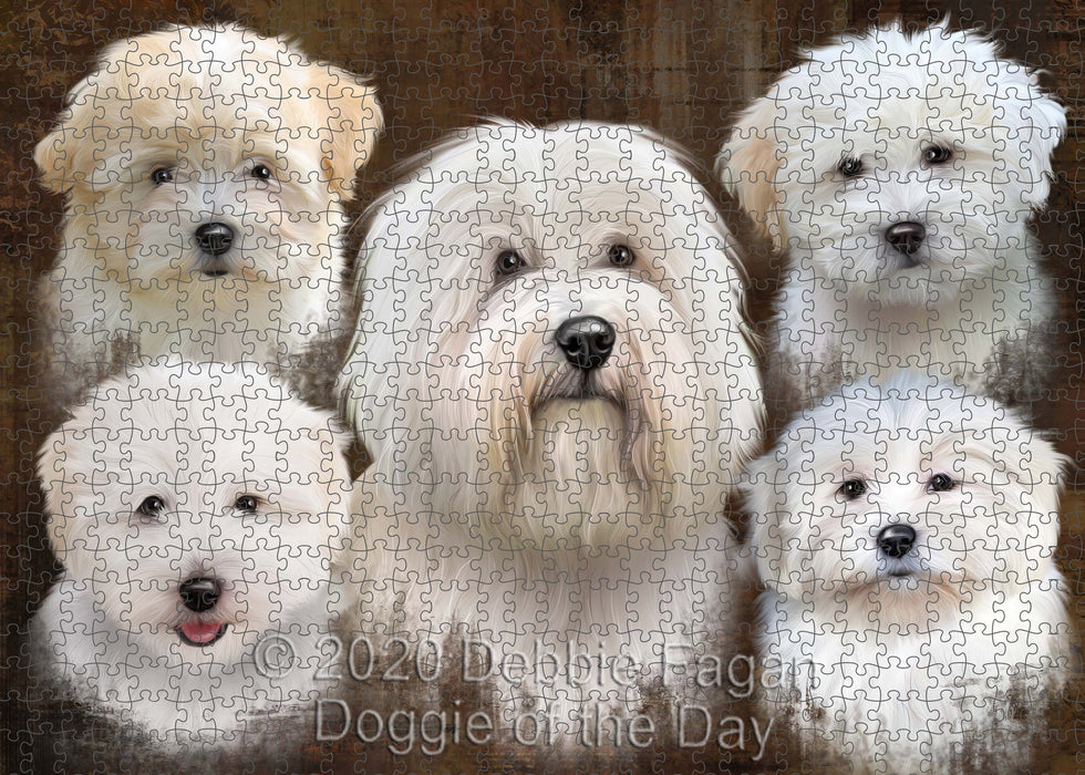 Rustic 5 Heads Coton De Tulear Dogs Portrait Jigsaw Puzzle for Adults Animal Interlocking Puzzle Game Unique Gift for Dog Lover's with Metal Tin Box
