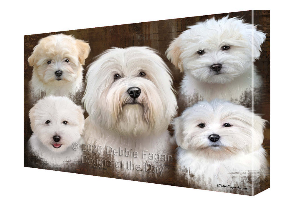 Rustic 5 Heads Coton De Tulear Dogs Canvas Wall Art - Premium Quality Ready to Hang Room Decor Wall Art Canvas - Unique Animal Printed Digital Painting for Decoration