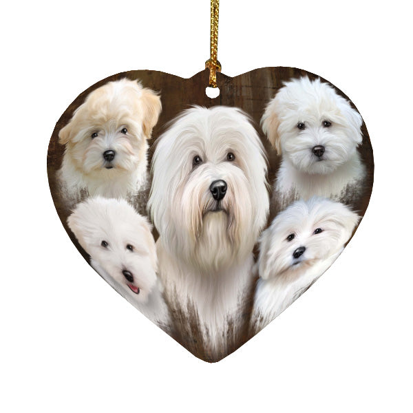 Rustic 5 Heads Coton De Tulear Dogs Heart Christmas Ornament HPORA59014