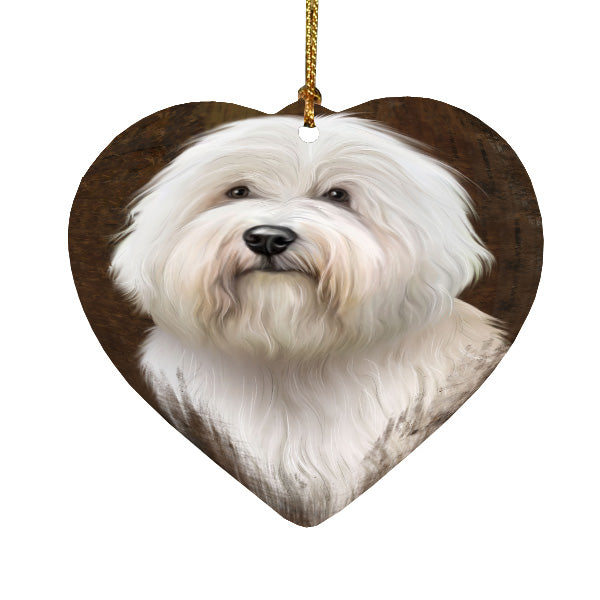 Rustic Coton De Tulear Dog Heart Christmas Ornament HPORA58971