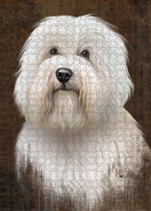 Rustic Coton De Tulear Dog Portrait Jigsaw Puzzle for Adults Animal Interlocking Puzzle Game Unique Gift for Dog Lover's with Metal Tin Box PZL495