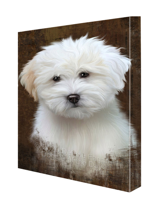 Rustic Coton De Tulear Dog Canvas Wall Art - Premium Quality Ready to Hang Room Decor Wall Art Canvas - Unique Animal Printed Digital Painting for Decoration CVS201