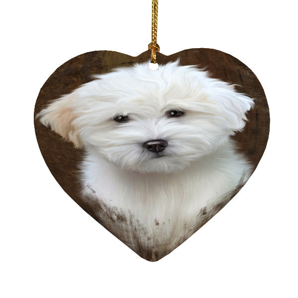 Rustic Coton De Tulear Dog Heart Christmas Ornament HPORA58972