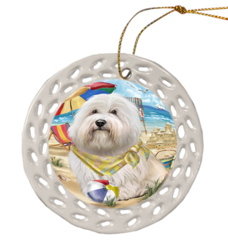 Pet Friendly Beach Coton de tulear Dog Doily Ornament DPOR58546
