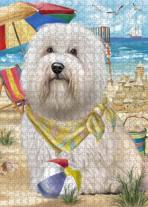 Pet Friendly Beach Coton de tulear Dog Portrait Jigsaw Puzzle for Adults Animal Interlocking Puzzle Game Unique Gift for Dog Lover's with Metal Tin Box PZL435