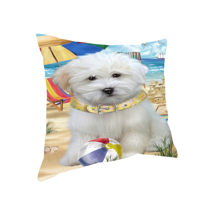 Pet Friendly Beach Coton de tulear Dog Pillow with Top Quality High-Resolution Images - Ultra Soft Pet Pillows for Sleeping - Reversible & Comfort - Ideal Gift for Dog Lover - Cushion for Sofa Couch Bed - 100% Polyester, PILA91624