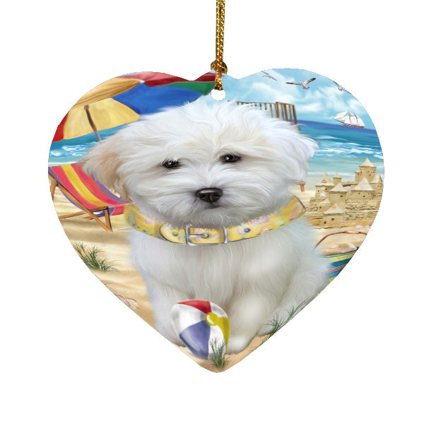 Pet Friendly Beach Coton de tulear Dog  Heart Christmas Ornament HPORA58896