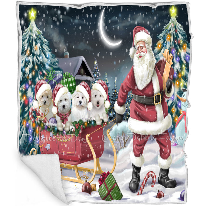 Merry Christmas Happy Holiday Santa Sled Coton De Tulear Dogs Blanket BLNKT143375