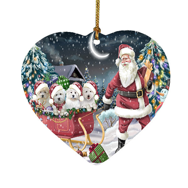Christmas Santa Sled Coton de tulear Dogs Heart Christmas Ornament HPORA59198