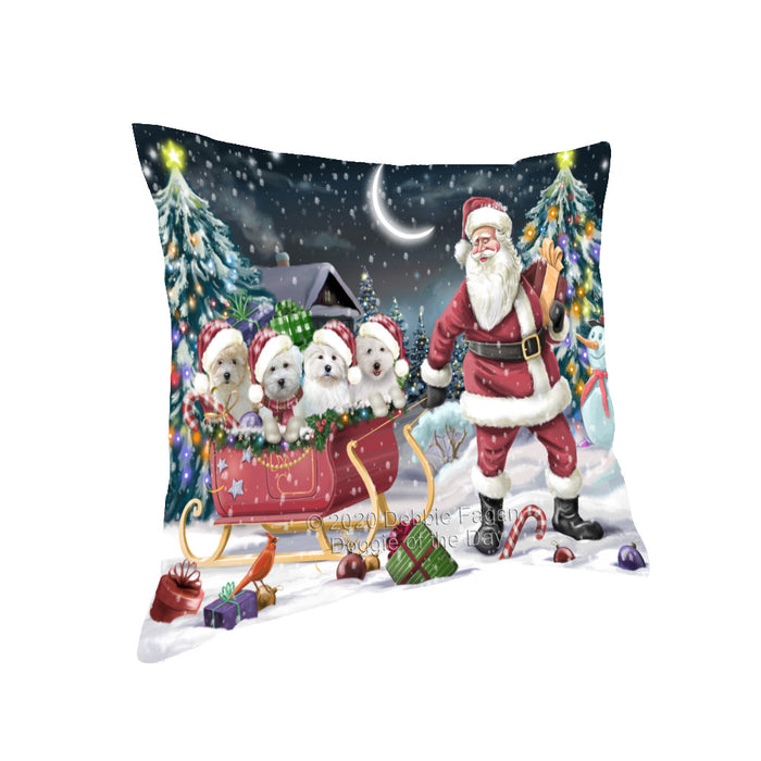 Christmas Santa Sled Coton de tulear Dogs Pillow with Top Quality High-Resolution Images - Ultra Soft Pet Pillows for Sleeping - Reversible & Comfort - Ideal Gift for Dog Lover - Cushion for Sofa Couch Bed - 100% Polyester