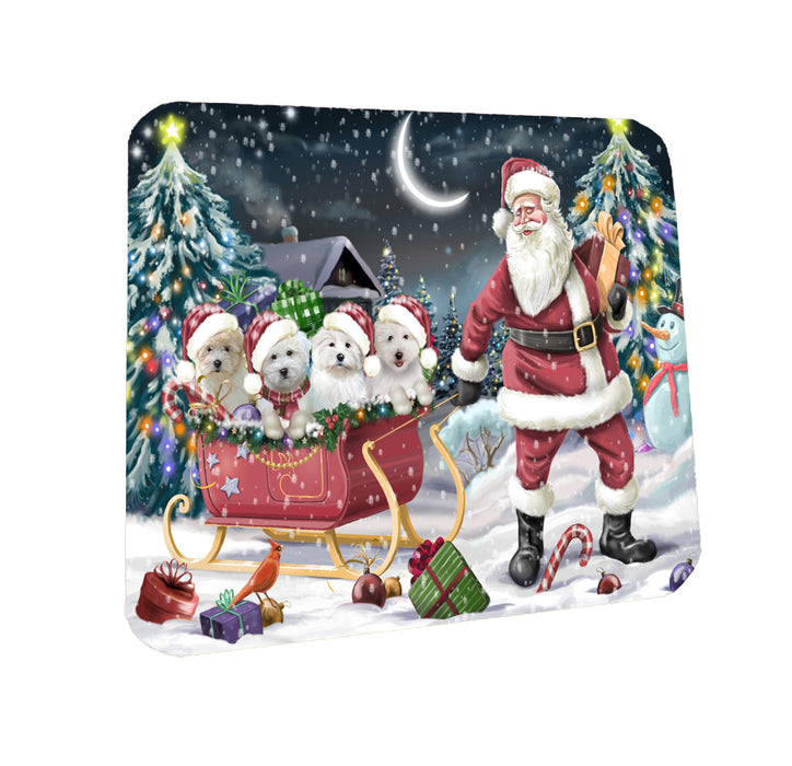 Christmas Santa Sled Coton de tulear Dogs Coasters Set of 4 CSTA58437