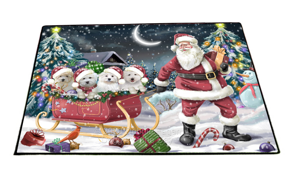 Christmas Santa Sled Coton de tulear Dogs Floormat FLMS55789