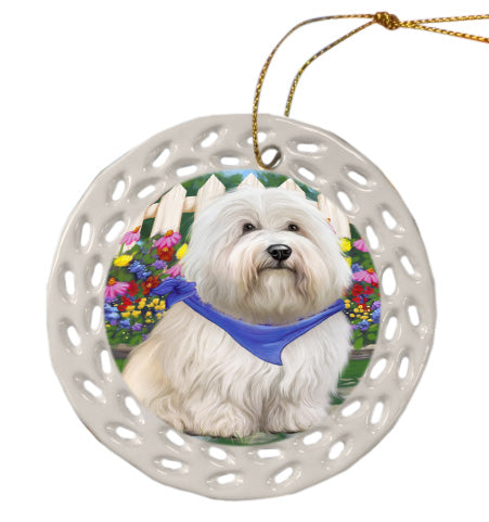 Spring Floral Coton De Tulear Dog Doily Ornament DPOR58929