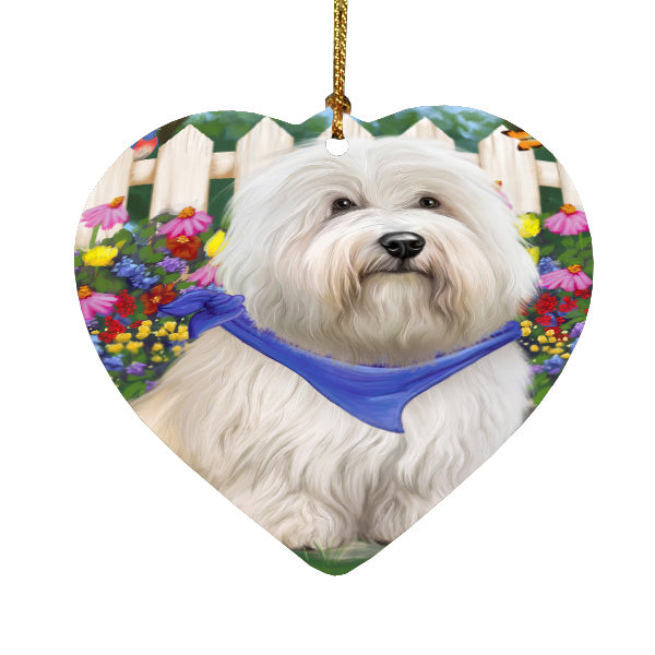 Spring Floral Coton De Tulear Dog Heart Christmas Ornament HPORA59293