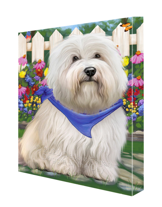 Spring Floral Coton De Tulear Dog Canvas Wall Art - Premium Quality Ready to Hang Room Decor Wall Art Canvas - Unique Animal Printed Digital Painting for Decoration CVS475