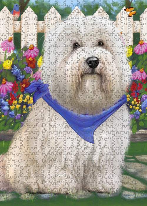 Spring Floral Coton De Tulear Dog Portrait Jigsaw Puzzle for Adults Animal Interlocking Puzzle Game Unique Gift for Dog Lover's with Metal Tin Box PZL770