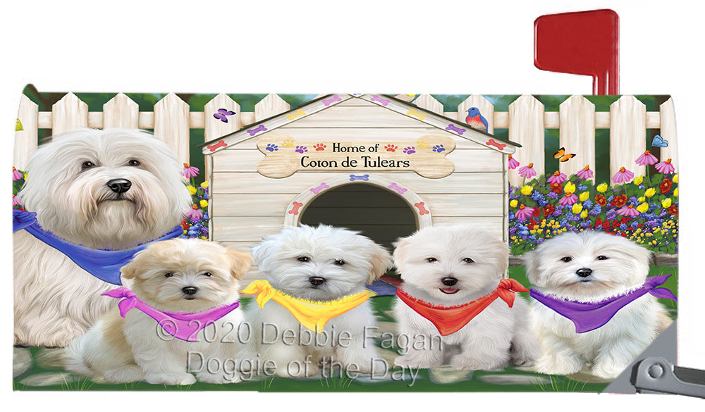 Spring Dog House Coton De Tulear Dogs Magnetic Mailbox Cover Both Sides Pet Theme Printed Decorative Letter Box Wrap Case Postbox Thick Magnetic Vinyl Material