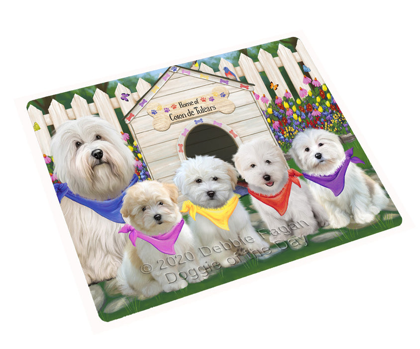Spring Dog House Coton De Tulear Dogs Cutting Board - For Kitchen - Scratch & Stain Resistant - Designed To Stay In Place - Easy To Clean By Hand - Perfect for Chopping Meats, Vegetables