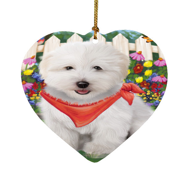 Spring Floral Coton De Tulear Dog Heart Christmas Ornament HPORA59294