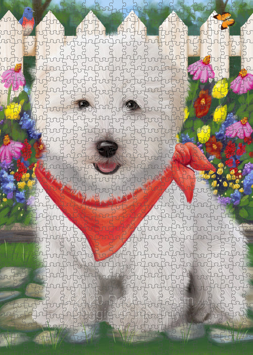 Spring Floral Coton De Tulear Dog Portrait Jigsaw Puzzle for Adults Animal Interlocking Puzzle Game Unique Gift for Dog Lover's with Metal Tin Box PZL771