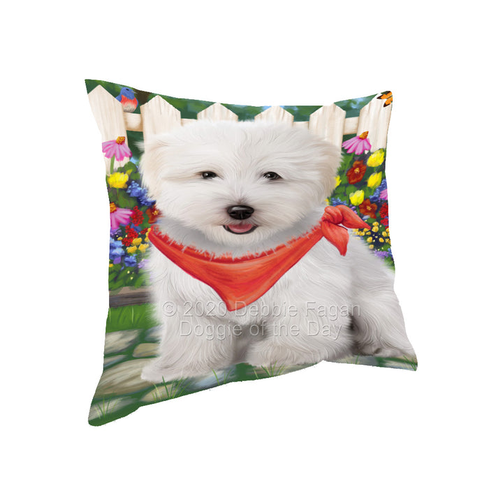 Spring Floral Coton De Tulear Dog Pillow with Top Quality High-Resolution Images - Ultra Soft Pet Pillows for Sleeping - Reversible & Comfort - Ideal Gift for Dog Lover - Cushion for Sofa Couch Bed - 100% Polyester, PILA93157