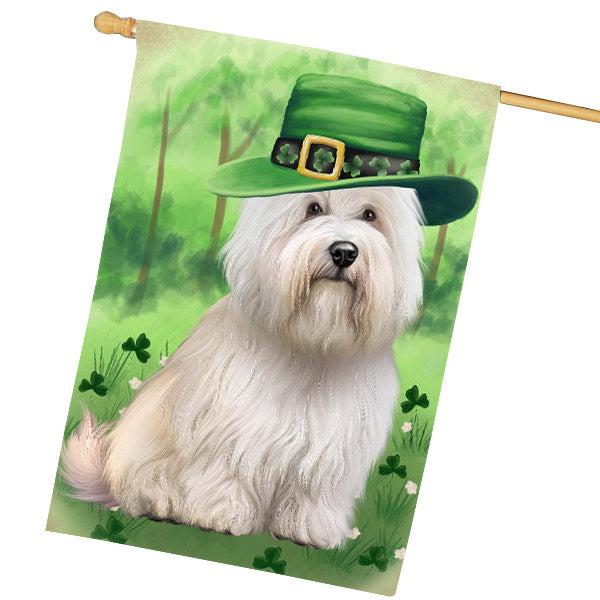 St. Patrick's Day Coton De Tulear Dog House Flag Outdoor Decorative Double Sided Pet Portrait Weather Resistant Premium Quality Animal Printed Home Decorative Flags 100% Polyester FLG69719