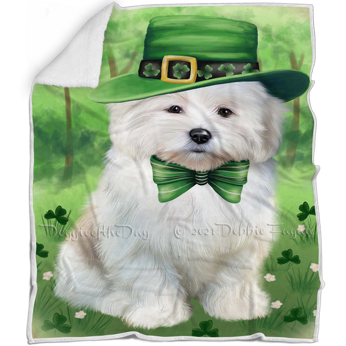 St. Patricks Day Irish Portrait Coton De Tulear Dog Blanket BLNKT142340