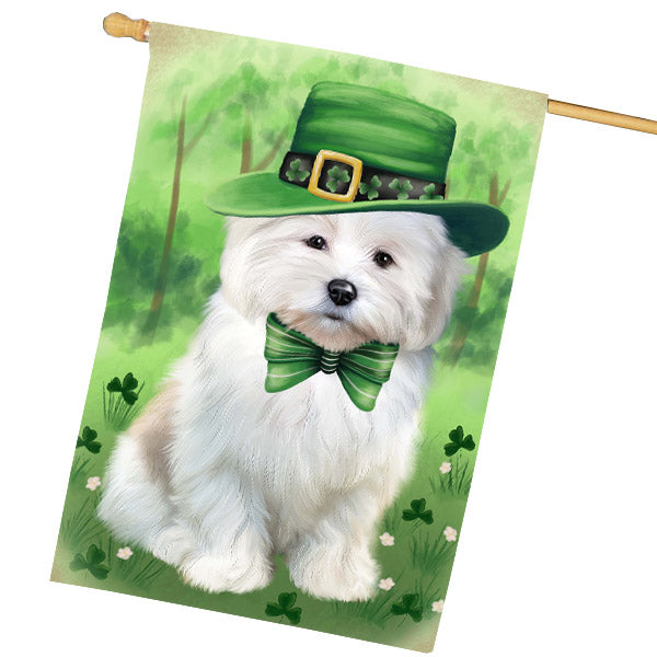 St. Patrick's Day Coton De Tulear Dog House Flag Outdoor Decorative Double Sided Pet Portrait Weather Resistant Premium Quality Animal Printed Home Decorative Flags 100% Polyester FLG69720