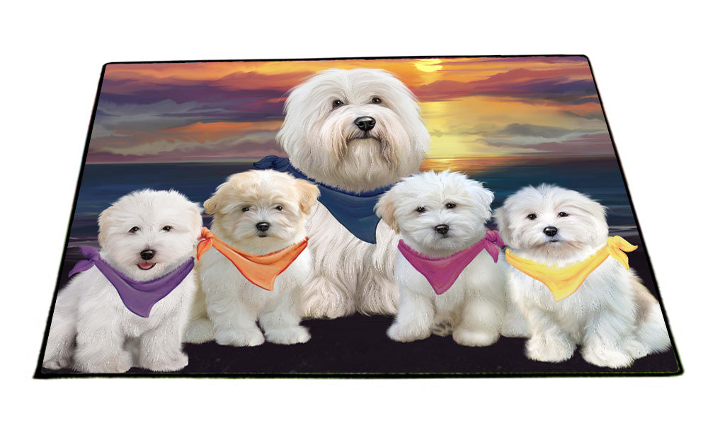 Family Sunset Portrait Coton De Tulear Dogs Floormat FLMS55858