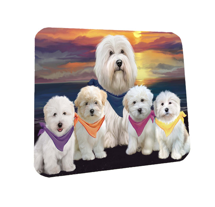 Family Sunset Portrait Coton De Tulear Dogs Coasters Set of 4 CSTA58470