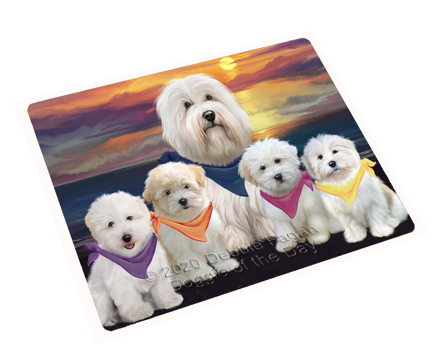 Family Sunset Portrait Coton De Tulear Dogs Cutting Board - For Kitchen - Scratch & Stain Resistant - Designed To Stay In Place - Easy To Clean By Hand - Perfect for Chopping Meats, Vegetables