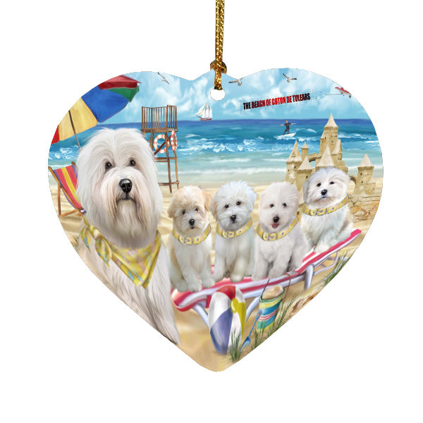 Pet Friendly Beach Coton de tulear Dogs Heart Christmas Ornament HPORA58854