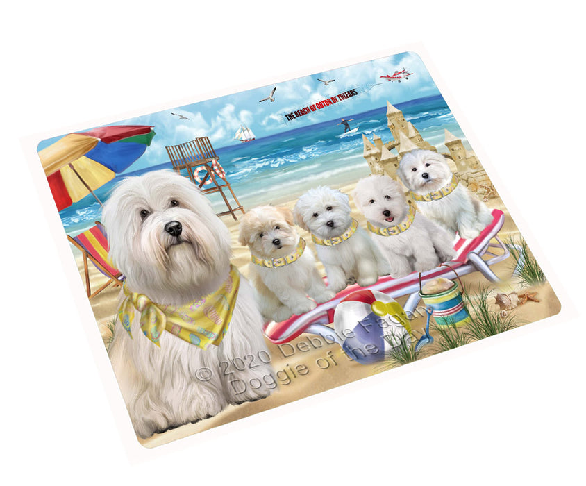 Pet Friendly Beach Coton de tulear Dogs Cutting Board - For Kitchen - Scratch & Stain Resistant - Designed To Stay In Place - Easy To Clean By Hand - Perfect for Chopping Meats, Vegetables