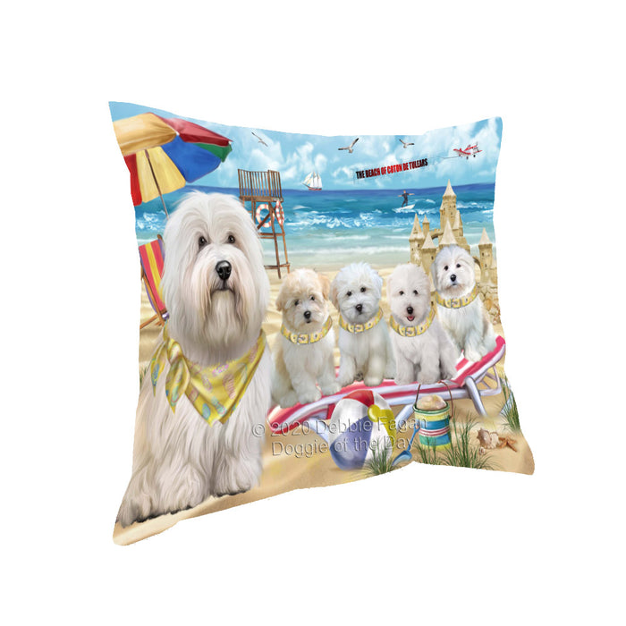 Pet Friendly Beach Coton de tulear Dogs Pillow with Top Quality High-Resolution Images - Ultra Soft Pet Pillows for Sleeping - Reversible & Comfort - Ideal Gift for Dog Lover - Cushion for Sofa Couch Bed - 100% Polyester