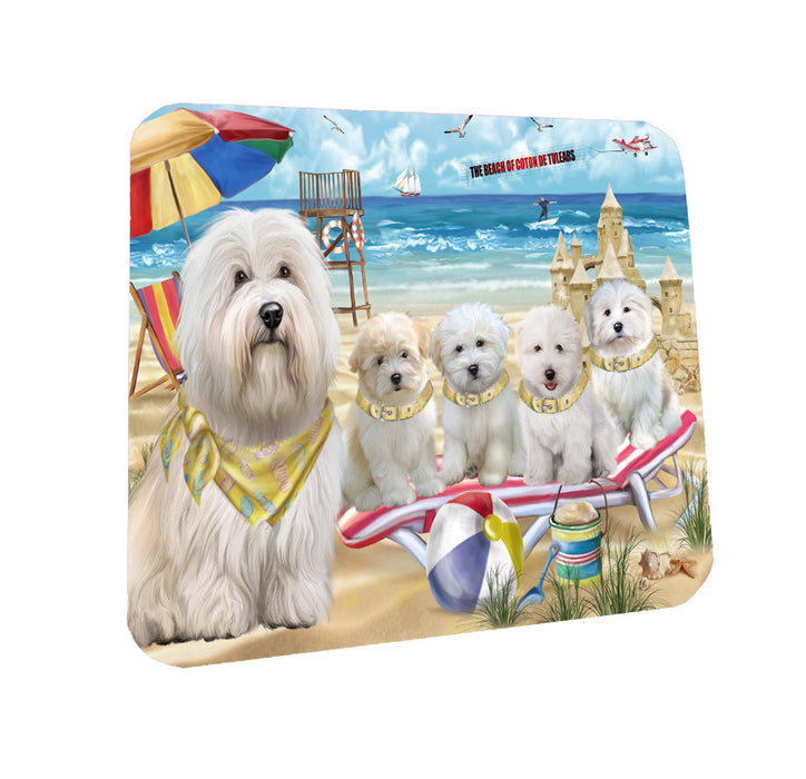 Pet Friendly Beach Coton de tulear Dogs Coasters Set of 4 CSTA58093