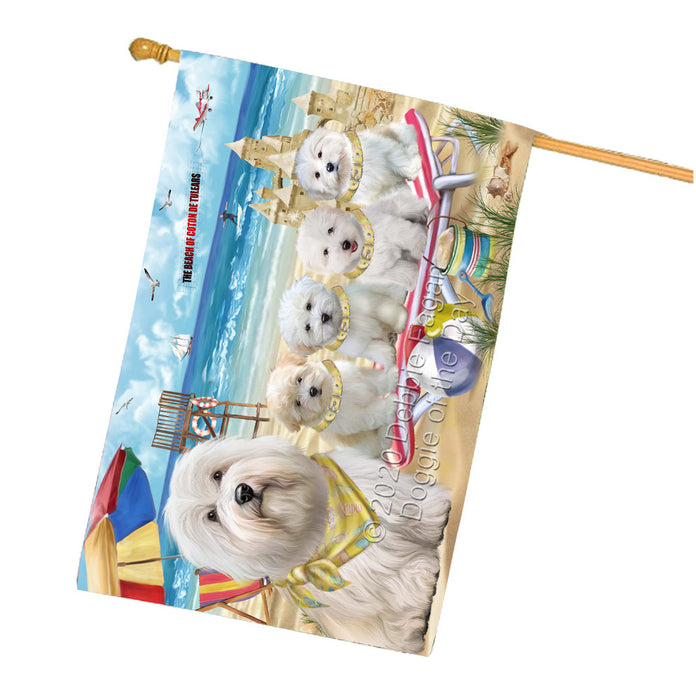 Pet Friendly Beach Coton de tulear Dogs House Flag Outdoor Decorative Double Sided Pet Portrait Weather Resistant Premium Quality Animal Printed Home Decorative Flags 100% Polyester