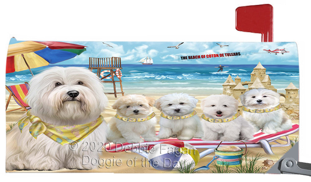 Pet Friendly Beach Coton De Tulear Dogs Magnetic Mailbox Cover Both Sides Pet Theme Printed Decorative Letter Box Wrap Case Postbox Thick Magnetic Vinyl Material