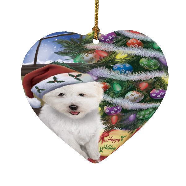 Christmas Tree and Presents Coton De Tulear Dog Heart Christmas Ornament HPORA59074