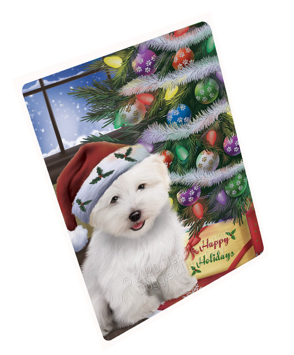 Christmas Tree and Presents Coton De Tulear Dog Cutting Board - For Kitchen - Scratch & Stain Resistant - Designed To Stay In Place - Easy To Clean By Hand - Perfect for Chopping Meats, Vegetables