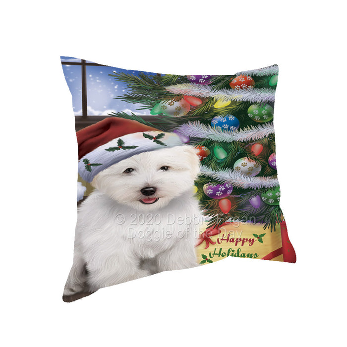 Christmas Tree and Presents Coton De Tulear Dog Pillow with Top Quality High-Resolution Images - Ultra Soft Pet Pillows for Sleeping - Reversible & Comfort - Ideal Gift for Dog Lover - Cushion for Sofa Couch Bed - 100% Polyester